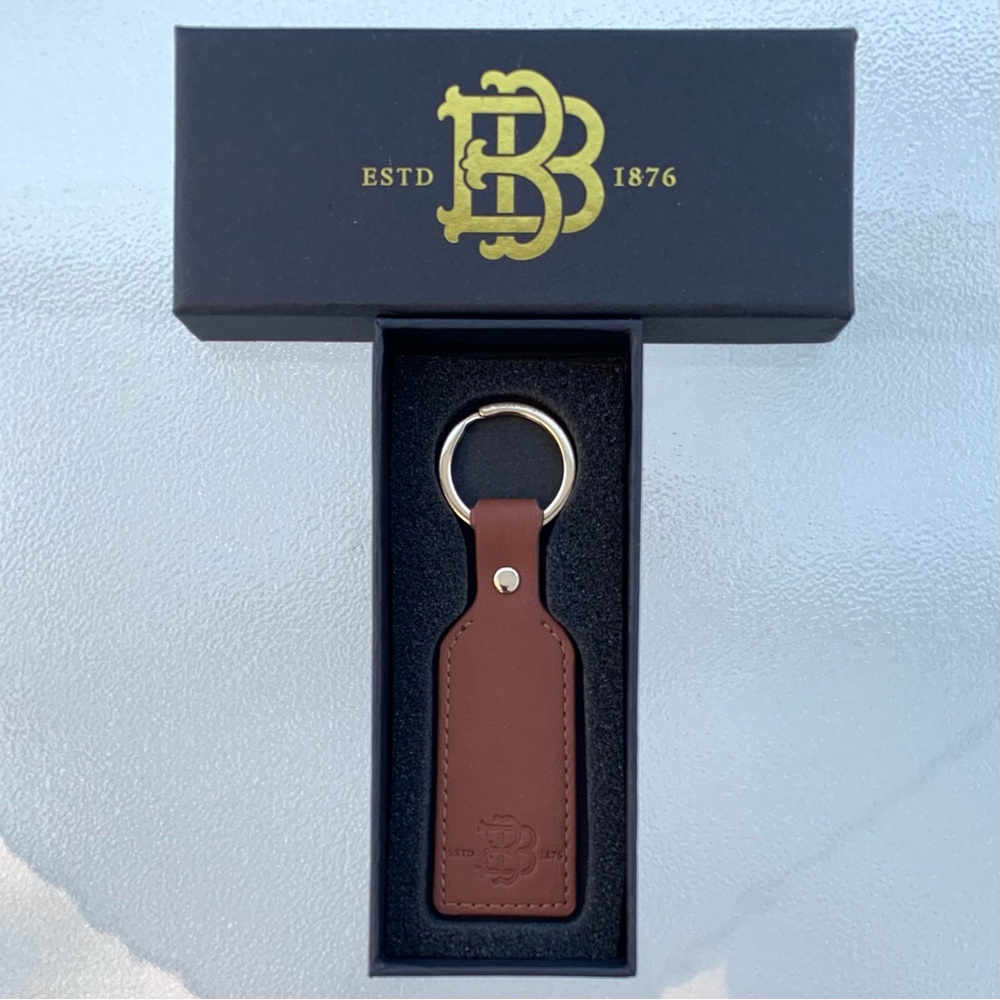 Beringer Vineyards Embossed Brown Key Fob and Logo’d Box